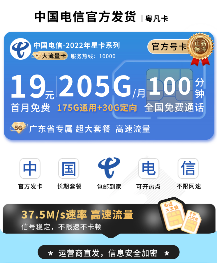 电信粤凡卡19元205G全国流量+100分钟TOP.png 电信粤凡卡19元205G全国流量+100分钟TOP.png